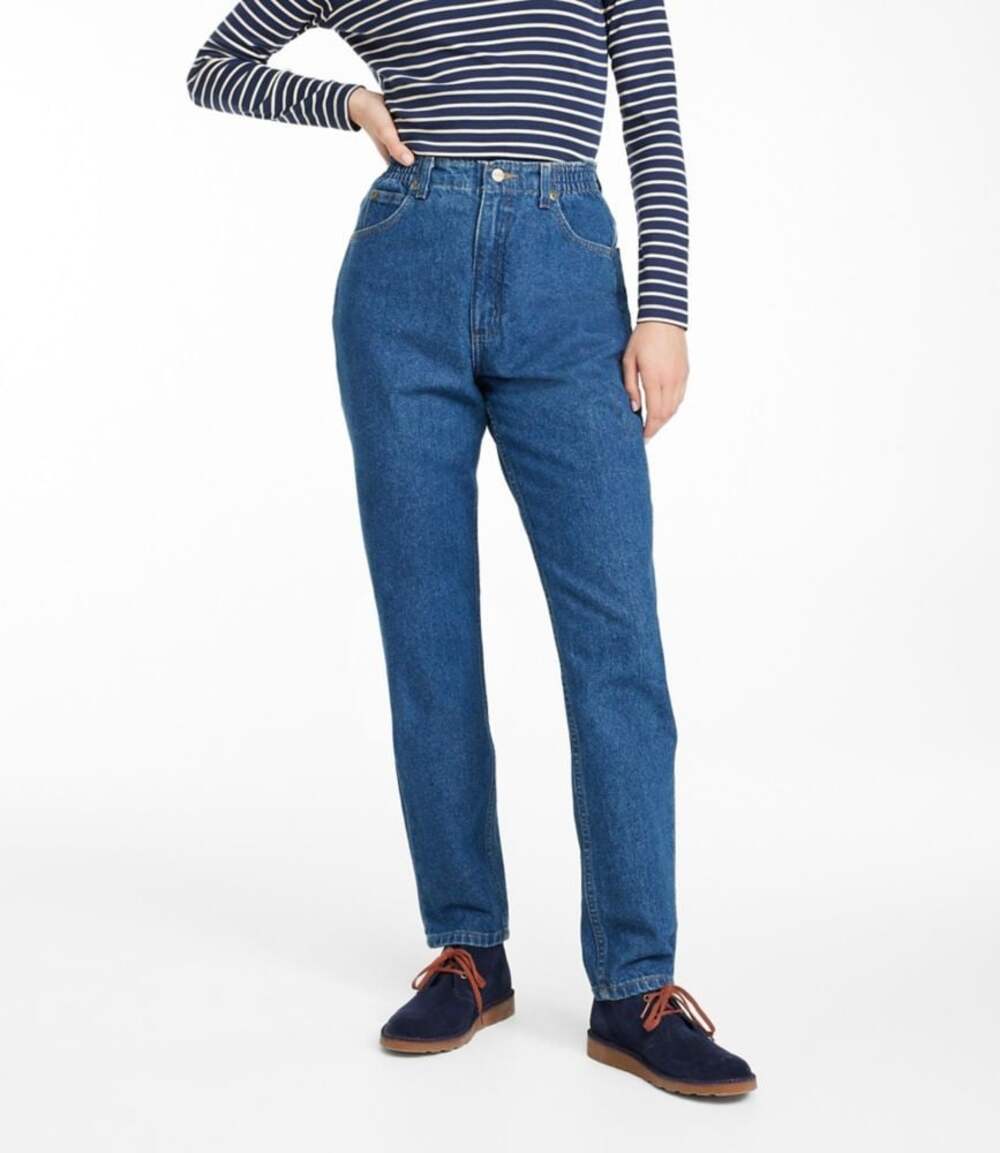 LL Bean Women 16W Double L Jeans Stonewash Denim Original Fit Relaxed Stretch